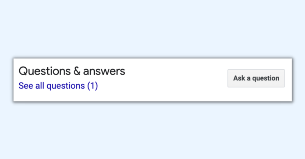 Screenshot of the Question & answers section on a Google Business Profile.