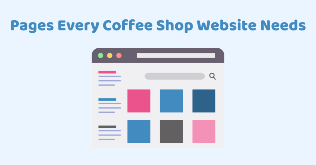 graphic illustrating pages every coffee shop website needs